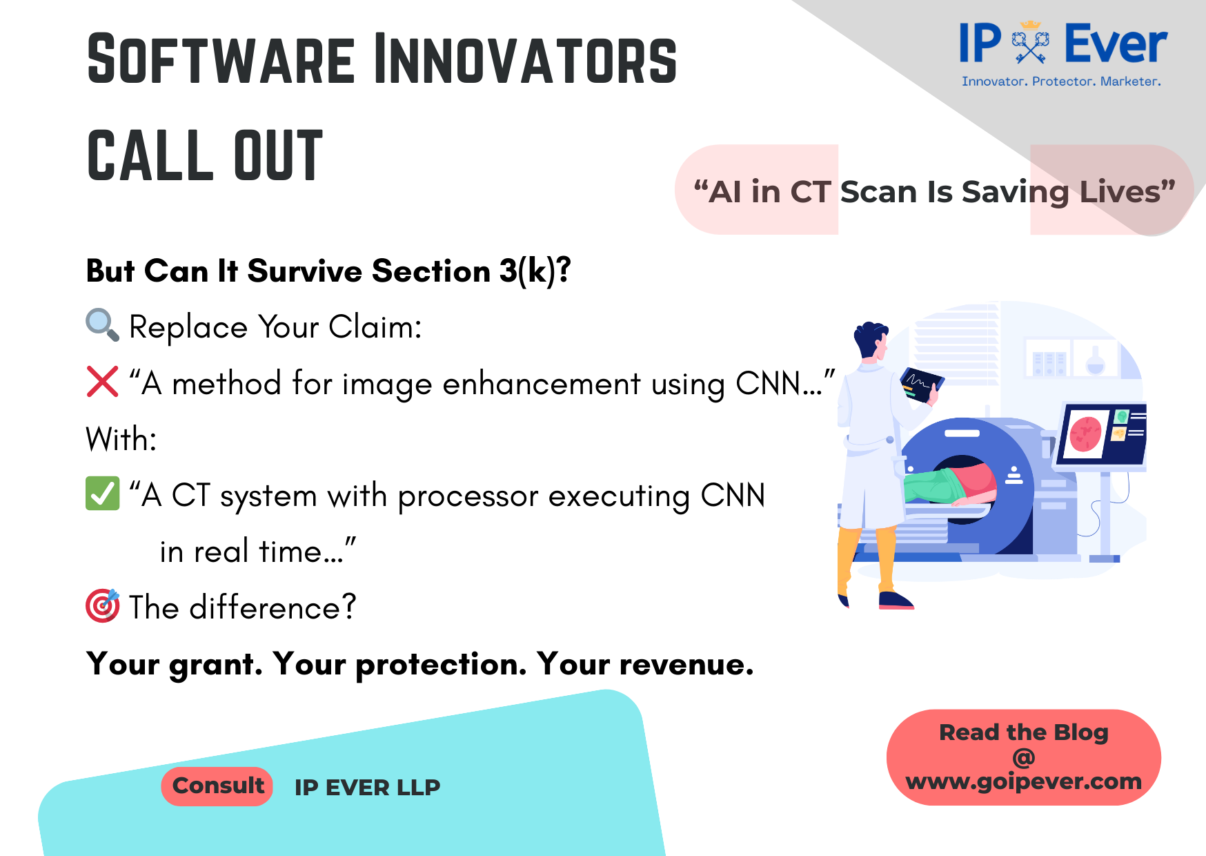 Drafting Patent Claims for AI Algorithms in CT Scan Systems